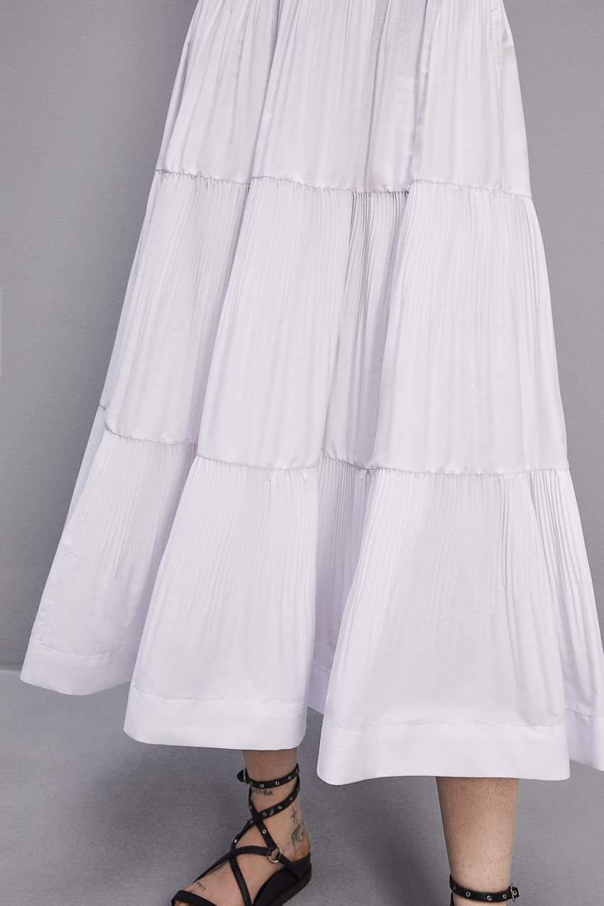 White Patrizia Pepe Soft Ankle Pleated Skirt | OGP304158