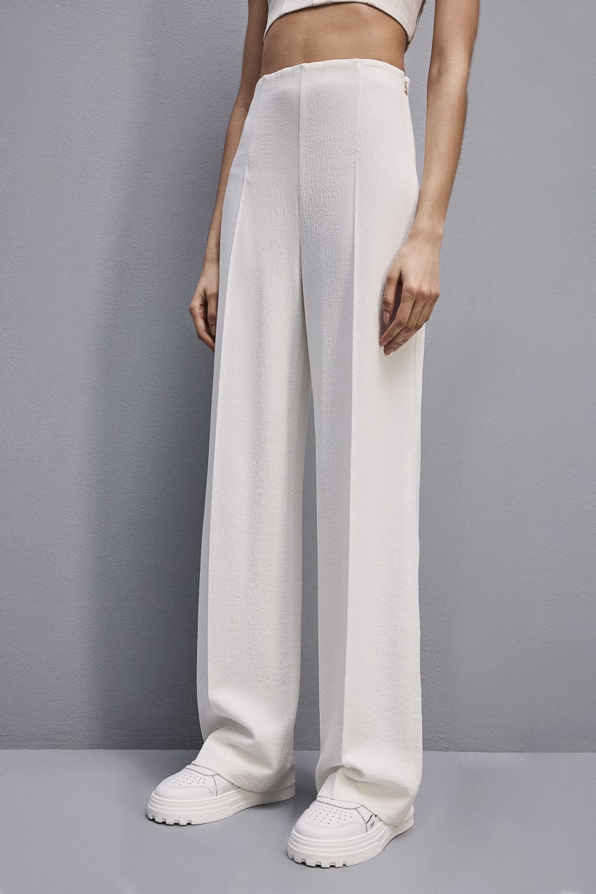 White Patrizia Pepe Viscose Palazzo Pants | LQS785320