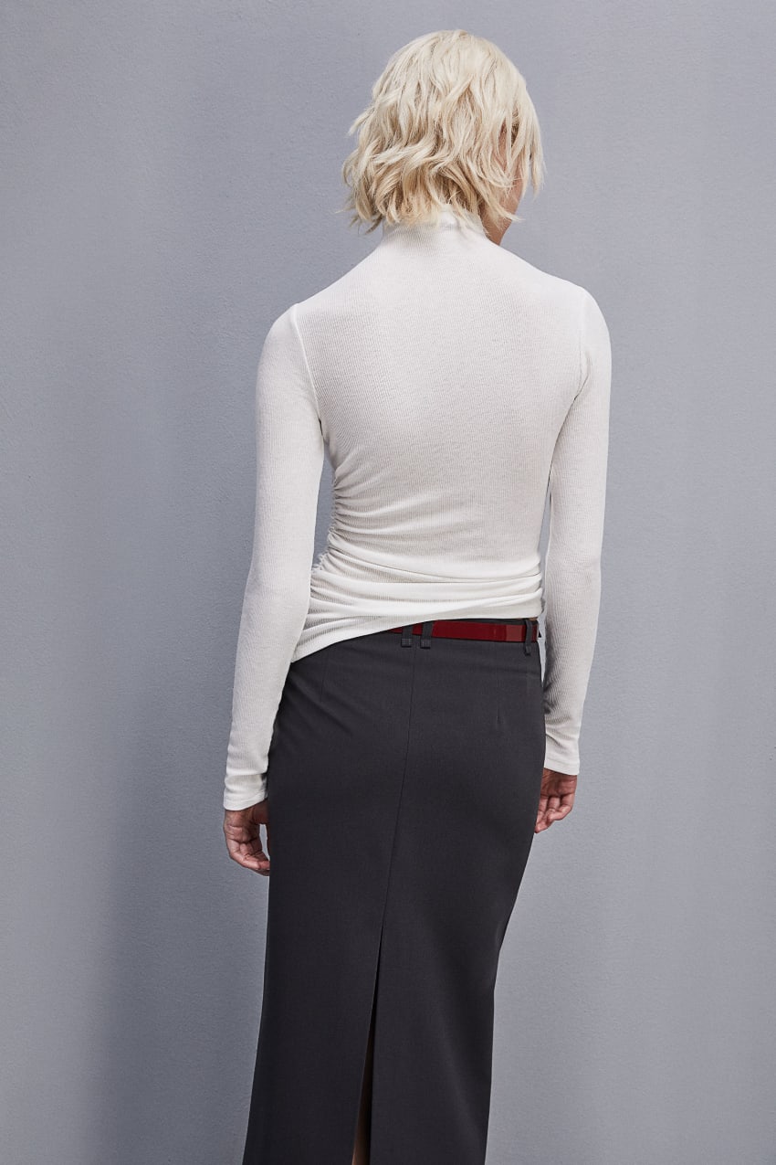 White Patrizia Pepe Viscose Ribbed Sweater | TRC631957