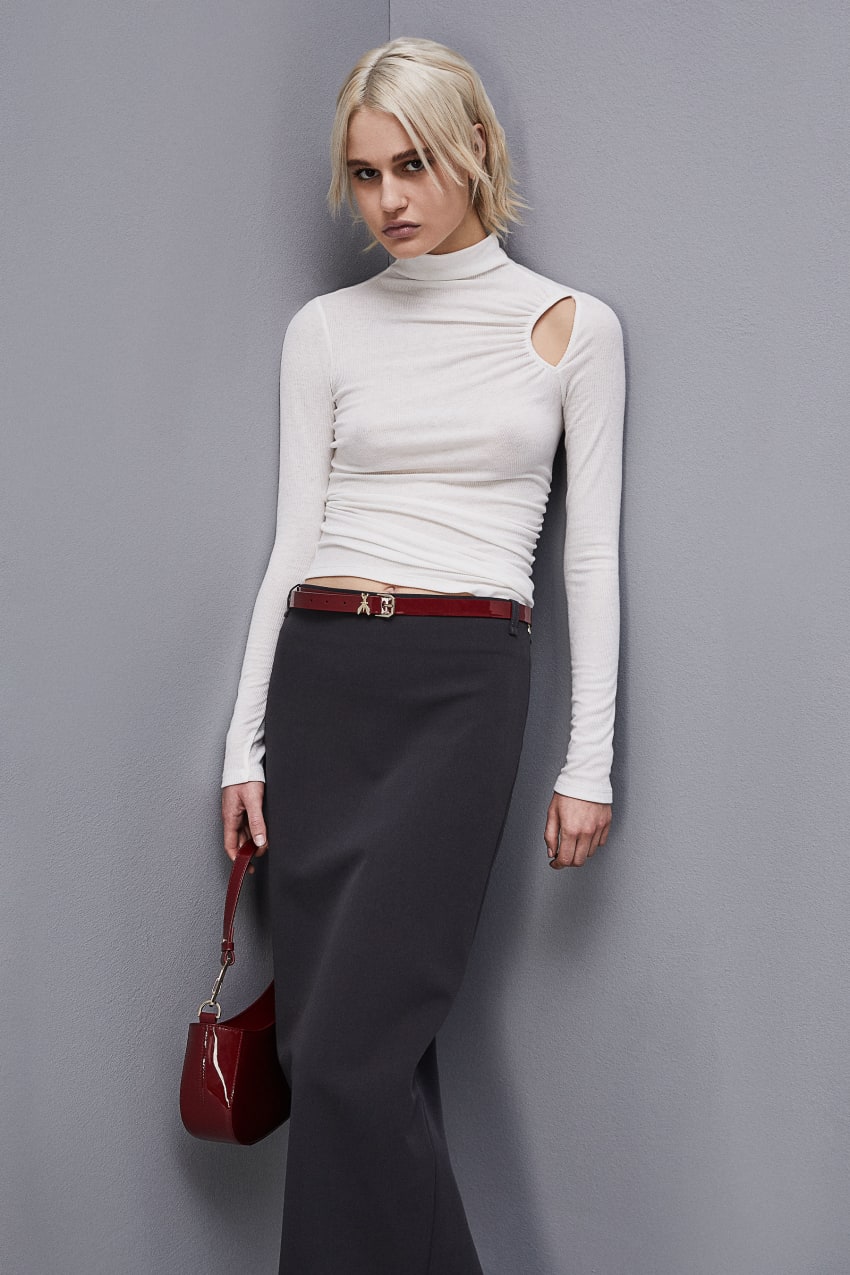 White Patrizia Pepe Viscose Ribbed Sweater | TRC631957