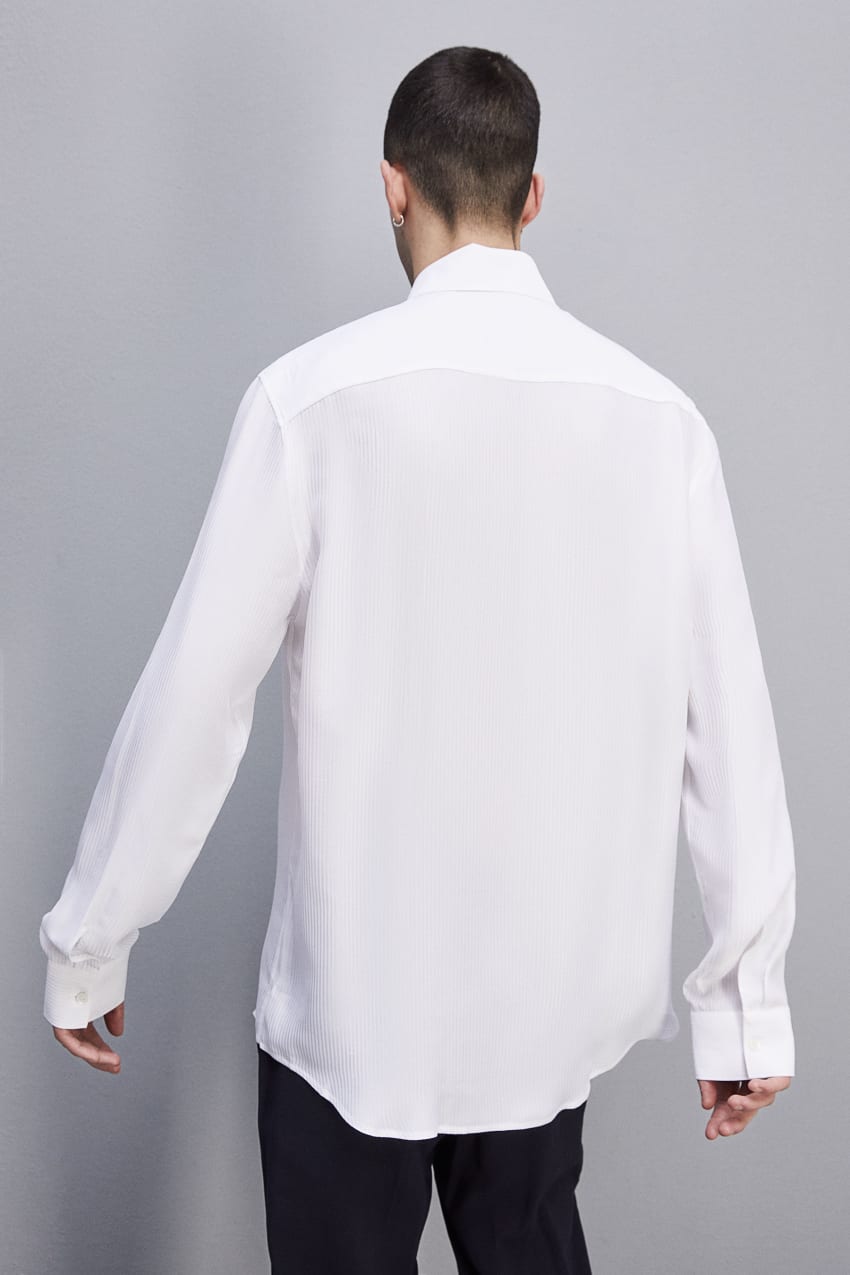 White Patrizia Pepe Viscose Twill Jacquard Shirt | ZMV278491