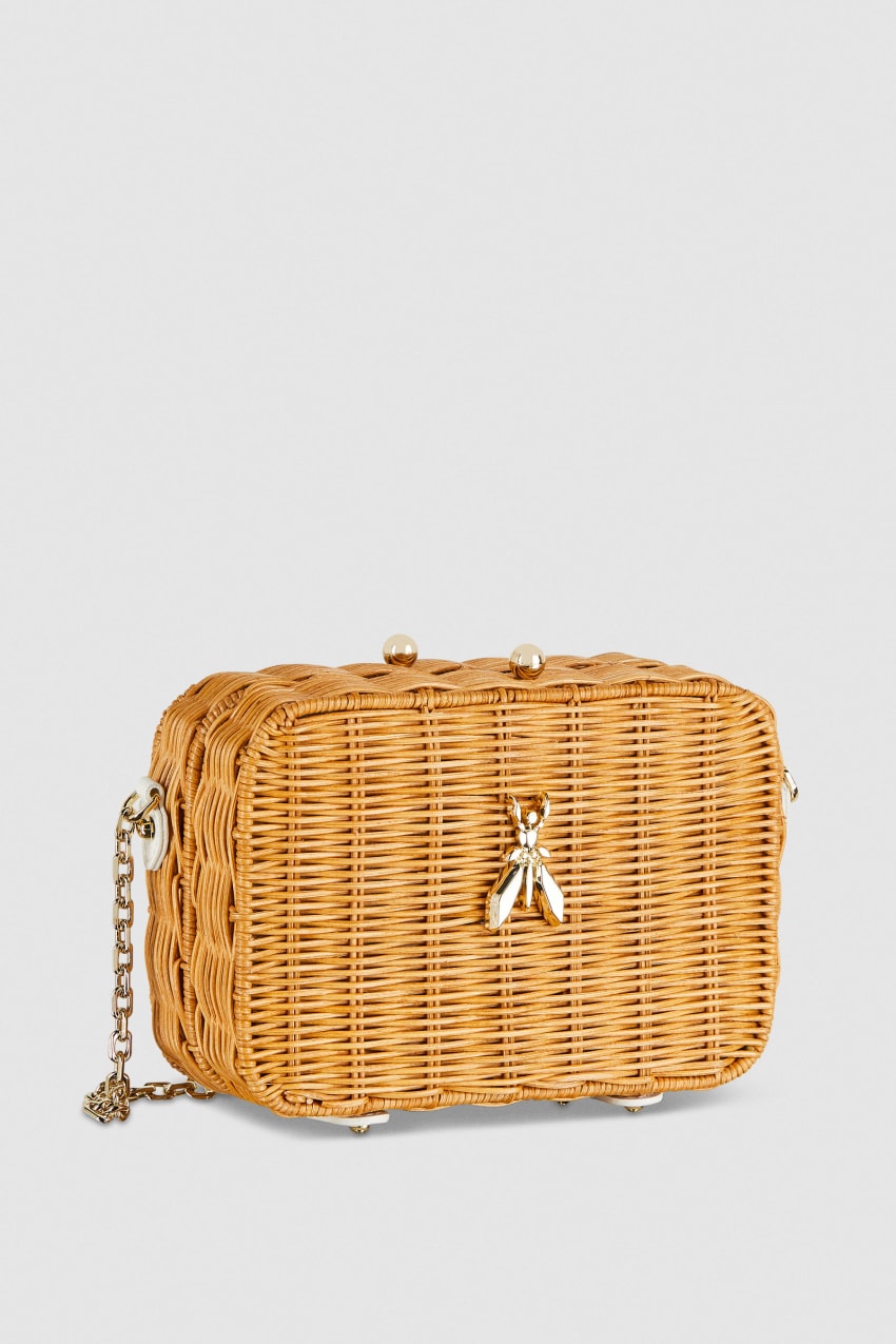 White Patrizia Pepe Wicker Shoulder Bag | AHG592801