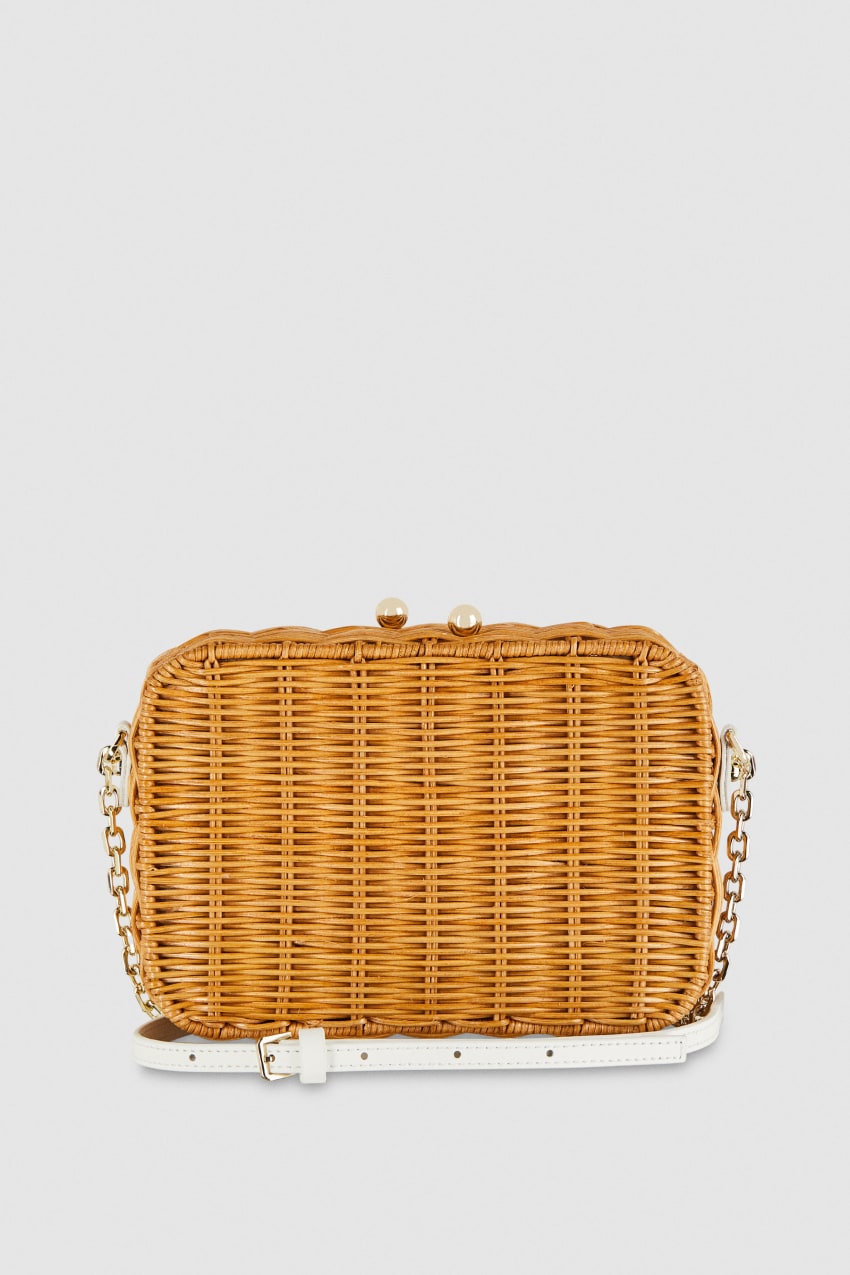 White Patrizia Pepe Wicker Shoulder Bag | AHG592801