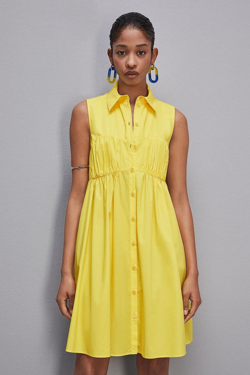 Yellow Patrizia Pepe Cotton Chemisier Mini Dress | ORV680573