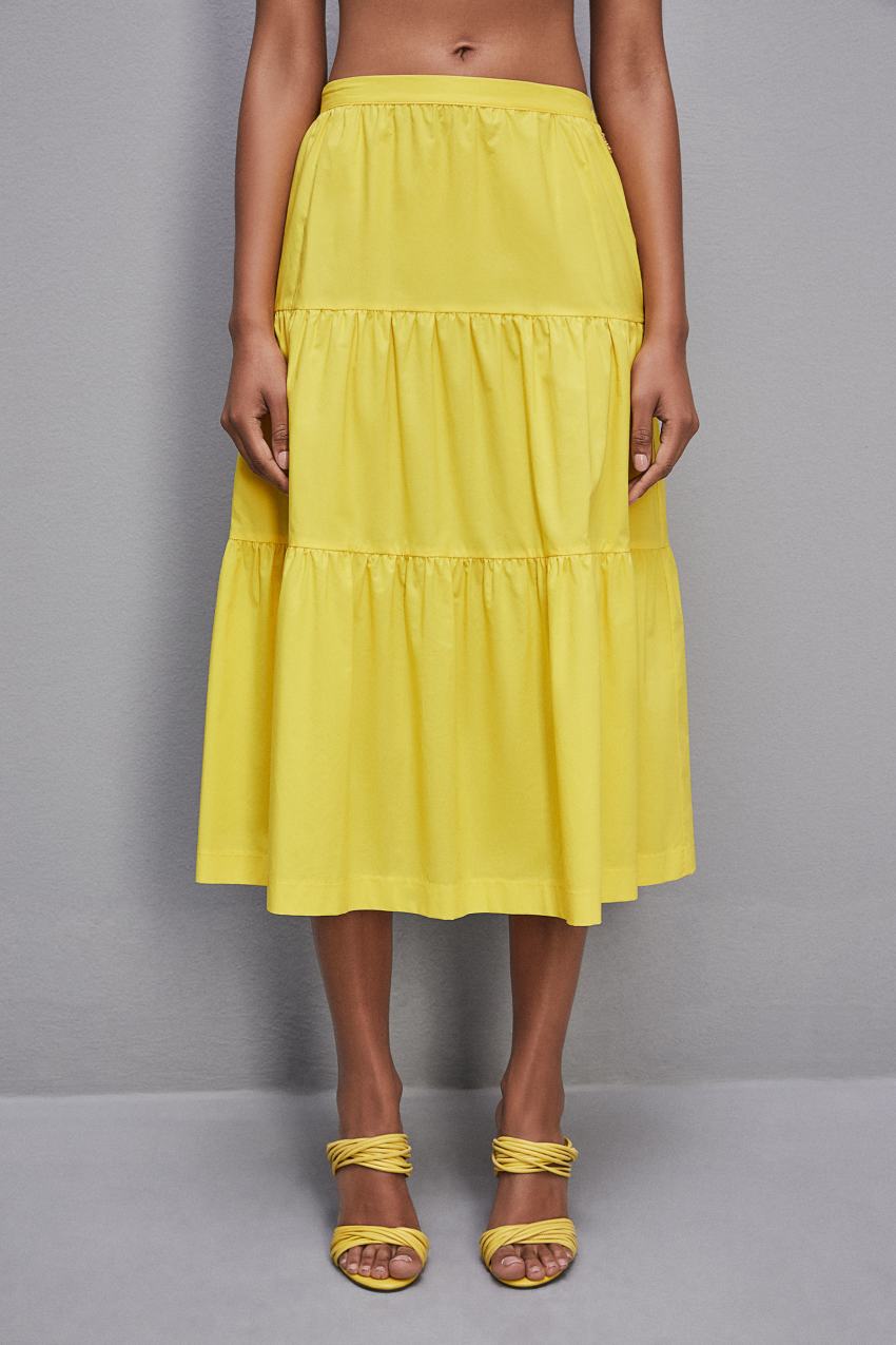 Yellow Patrizia Pepe Cotton Poplin Midi Skirt | UAZ854169