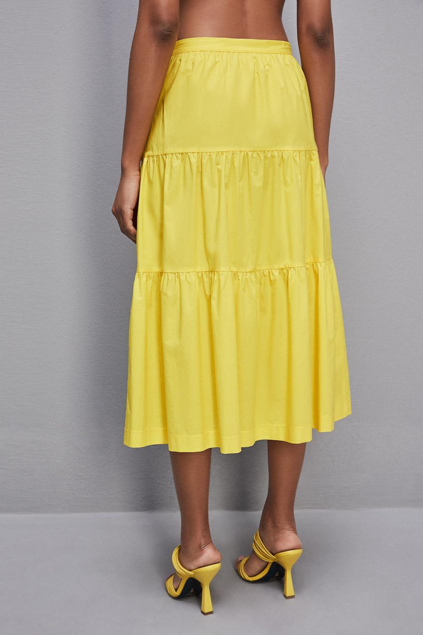 Yellow Patrizia Pepe Cotton Poplin Midi Skirt | UAZ854169