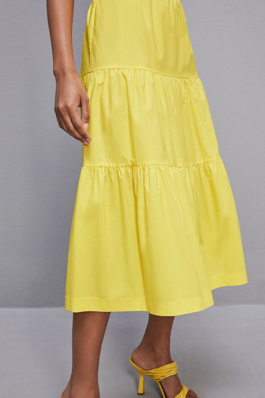 Yellow Patrizia Pepe Cotton Poplin Midi Skirt | UAZ854169