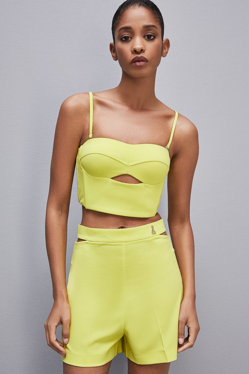 Yellow Patrizia Pepe Cut-out Bustier Top In Sablé Crepe Fabric | YJD962548