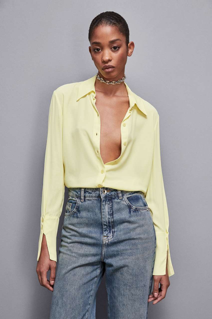 Yellow Patrizia Pepe Essential Crepe Long-sleeved Shirt | WXD047612