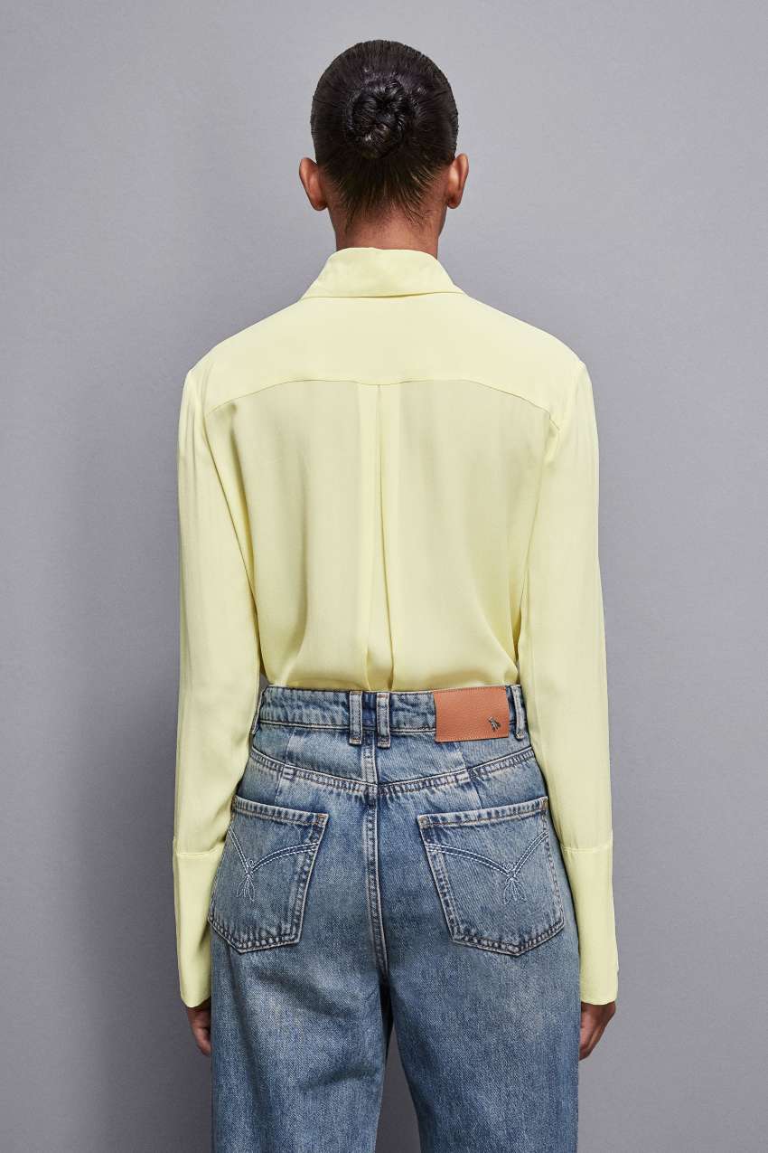 Yellow Patrizia Pepe Essential Crepe Long-sleeved Shirt | WXD047612