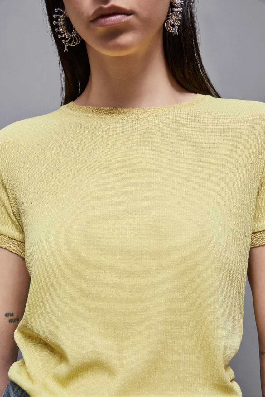 Yellow Patrizia Pepe Essential Short-sleeved Sweater | QBX460917