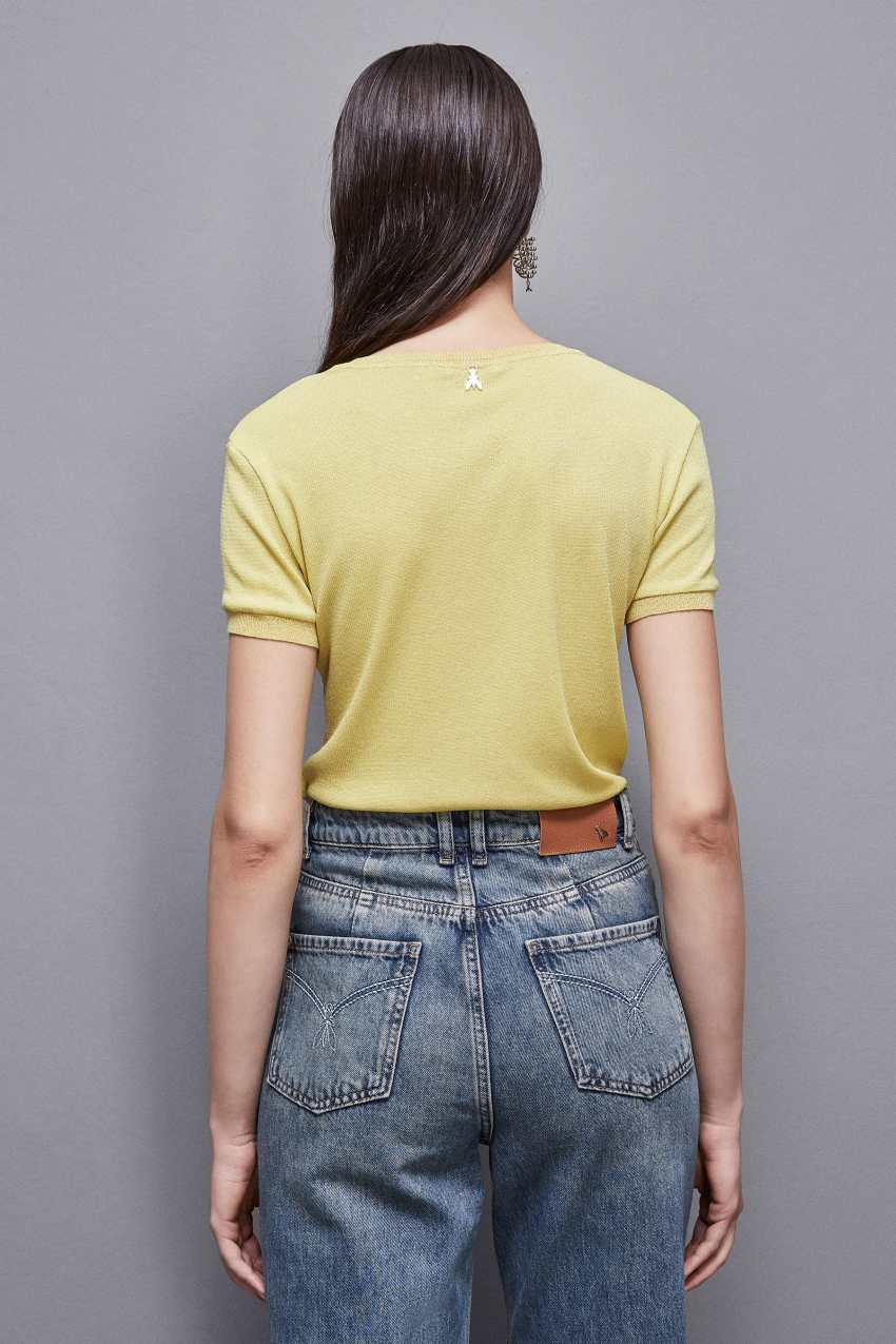 Yellow Patrizia Pepe Essential Short-sleeved Sweater | QBX460917