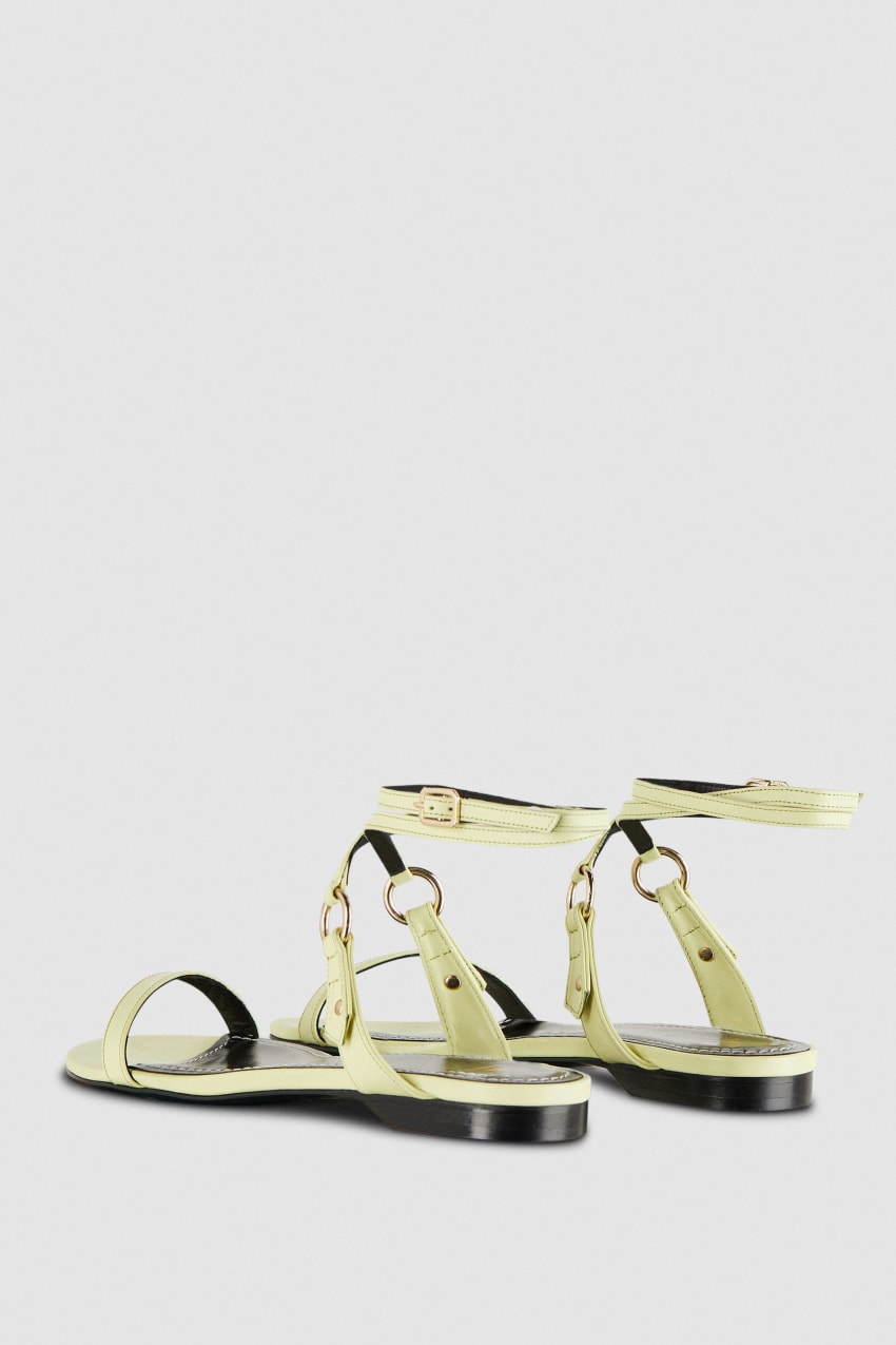 Yellow Patrizia Pepe Flat Smooth Leather Sandals | BKC945721