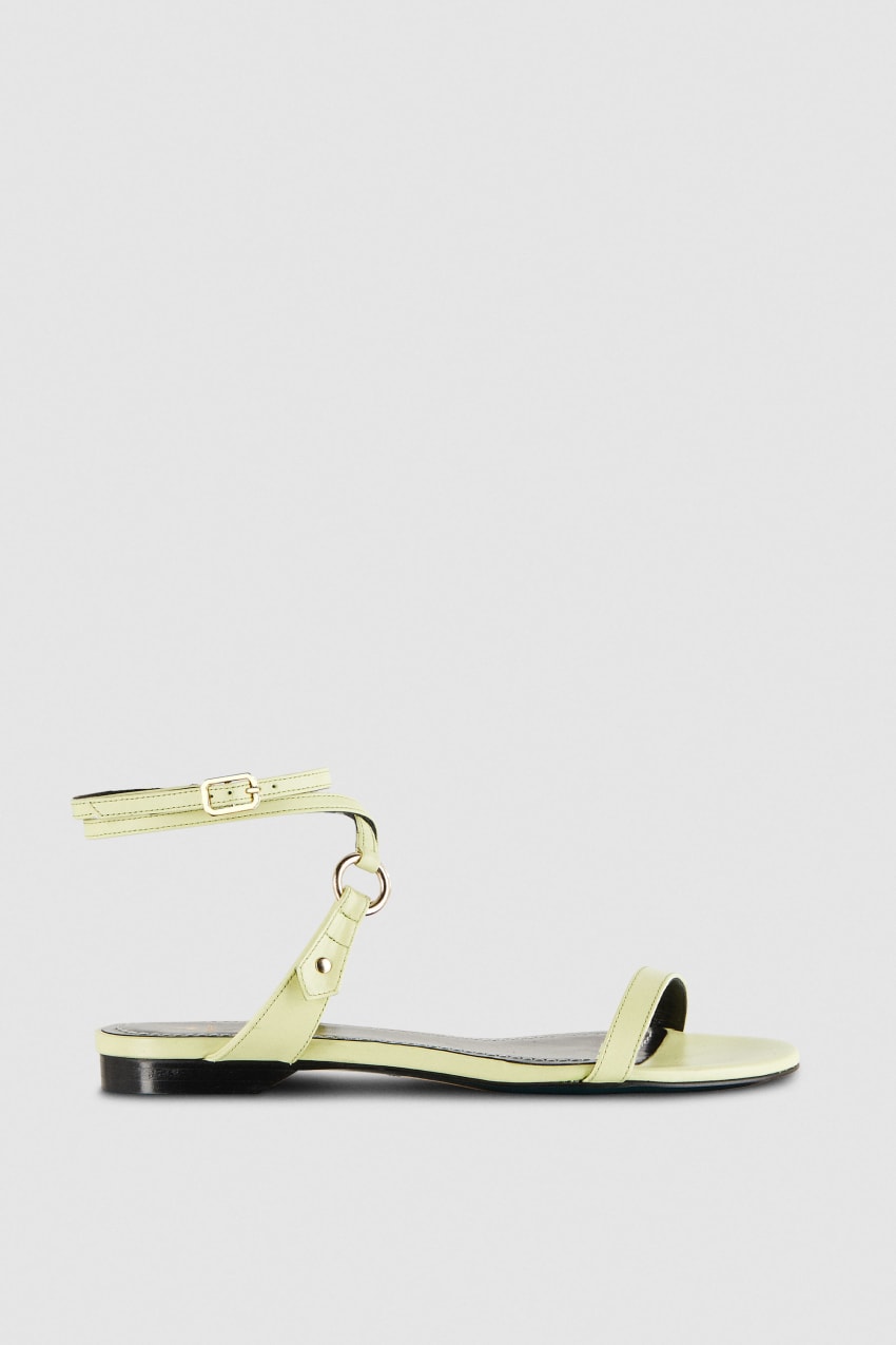 Yellow Patrizia Pepe Flat Smooth Leather Sandals | BKC945721