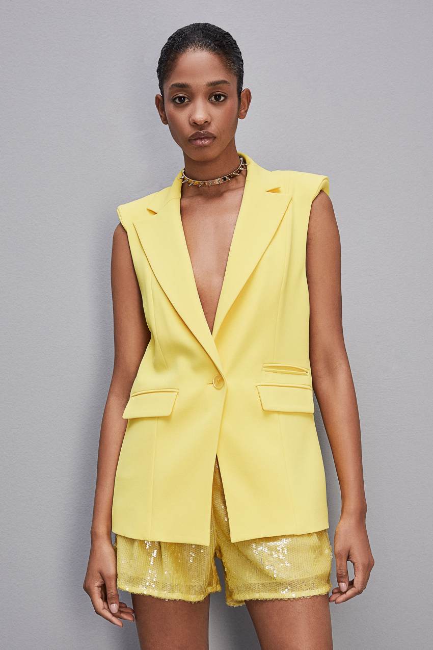 Yellow Patrizia Pepe Fluid Twill Sleeveless Vest | ASP973605