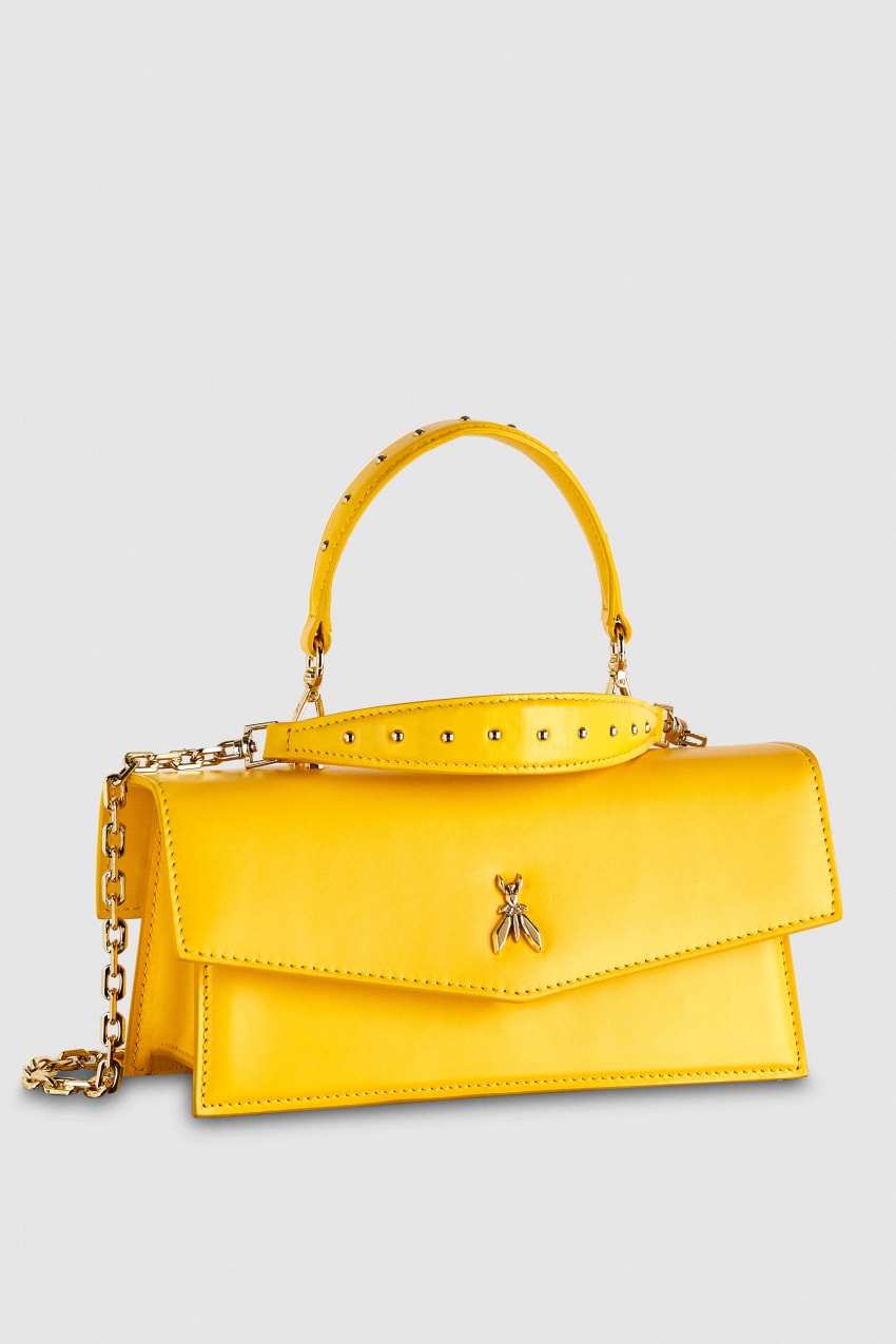 Yellow Patrizia Pepe Fly Bamby Leather Shoulder Bag | KIV435109