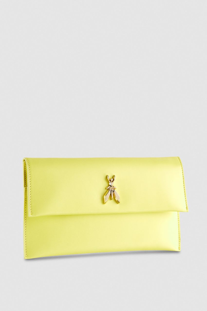 Yellow Patrizia Pepe Fly Leather Clutch Bag With Chain | HXN782149