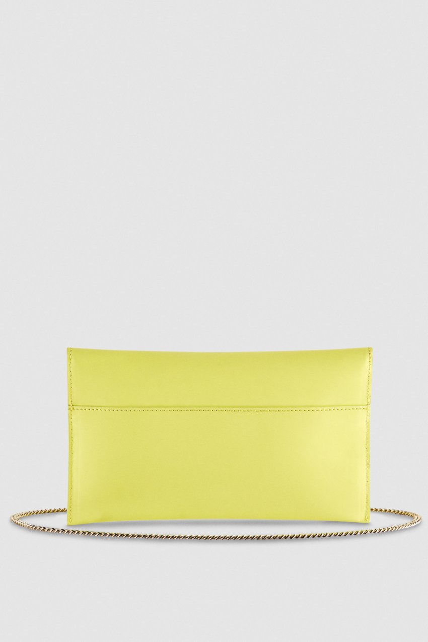 Yellow Patrizia Pepe Fly Leather Clutch Bag With Chain | HXN782149