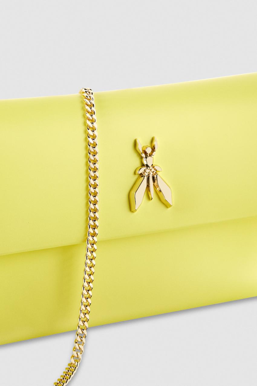 Yellow Patrizia Pepe Fly Leather Clutch Bag With Chain | HXN782149