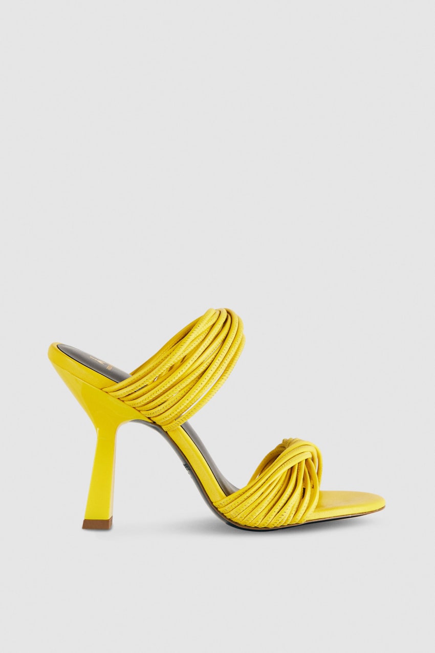 Yellow Patrizia Pepe Heeled Sandal In Smooth Leather With Gold-colored Mini Logo | PKE243790