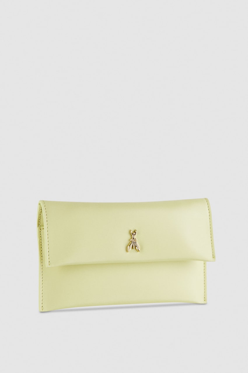 Yellow Patrizia Pepe Leather Clutch Bag With Chain Shoulder Strap | UMH689234