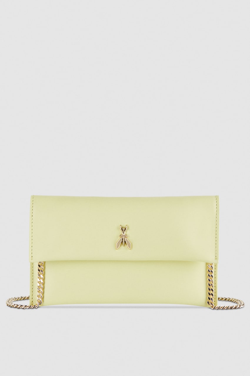 Yellow Patrizia Pepe Leather Clutch Bag With Chain Shoulder Strap | UMH689234