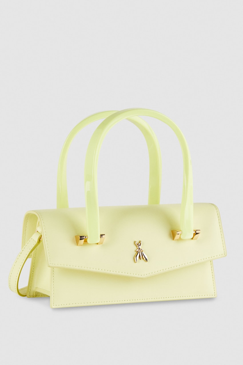 Yellow Patrizia Pepe Leather Shoulder Bag With Snap Closure | WHO451729