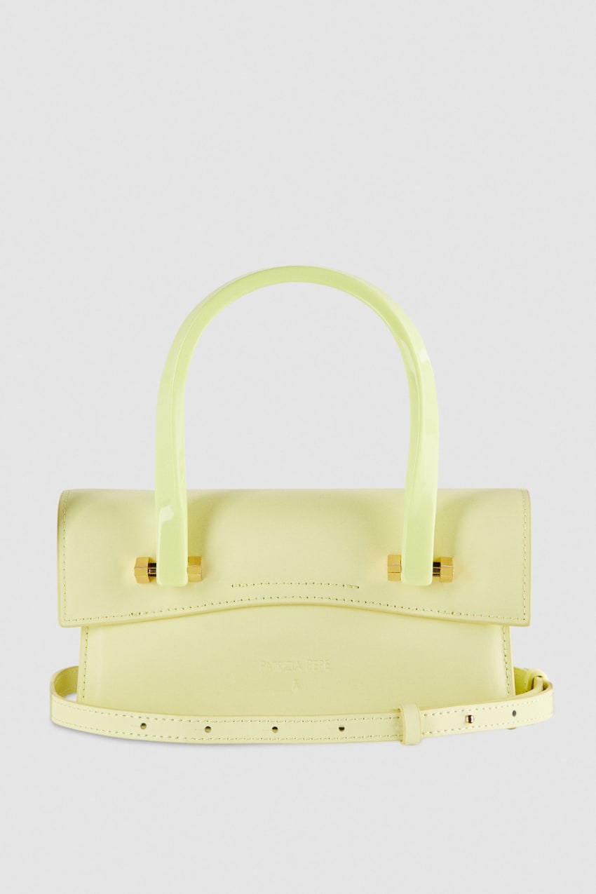 Yellow Patrizia Pepe Leather Shoulder Bag With Snap Closure | WHO451729