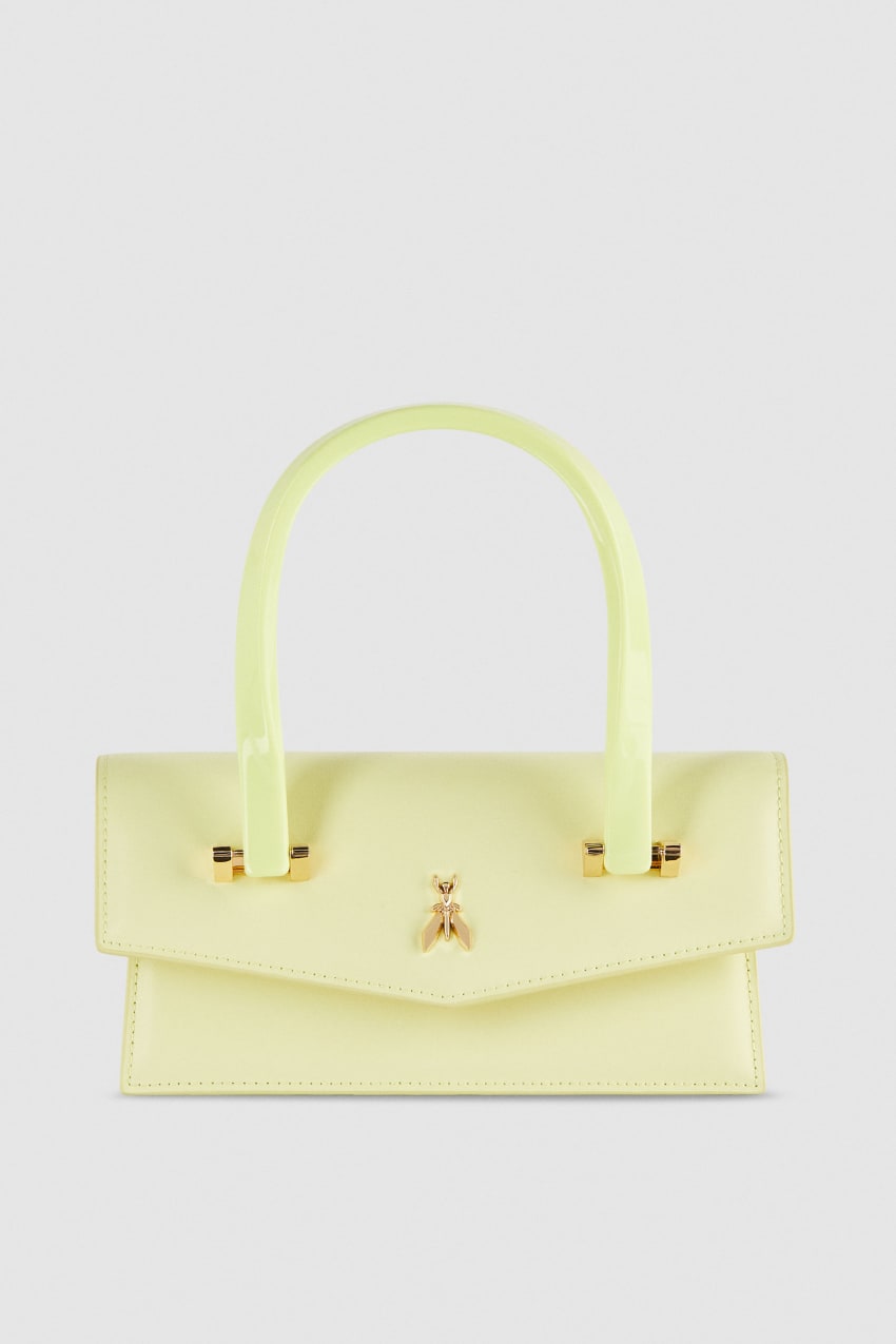 Yellow Patrizia Pepe Leather Shoulder Bag With Snap Closure | WHO451729