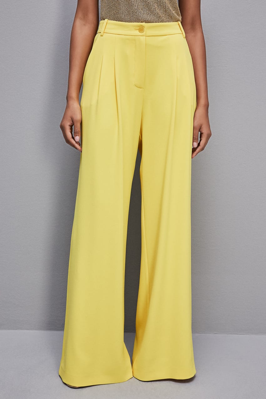 Yellow Patrizia Pepe Pleated Pants In Fluid Twill | ASB360942