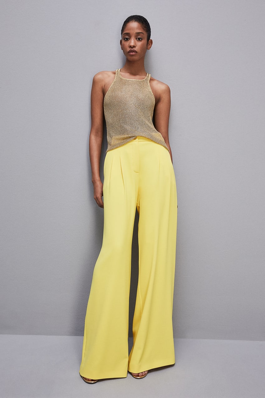 Yellow Patrizia Pepe Pleated Pants In Fluid Twill | ASB360942