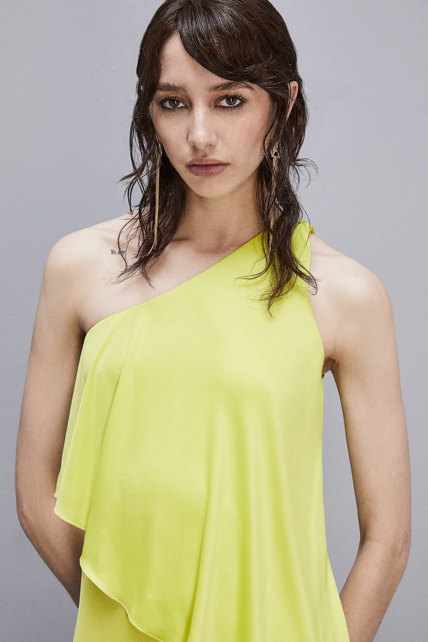 Yellow Patrizia Pepe Ruched Jersey Dress With Fly Detail | CRP164357