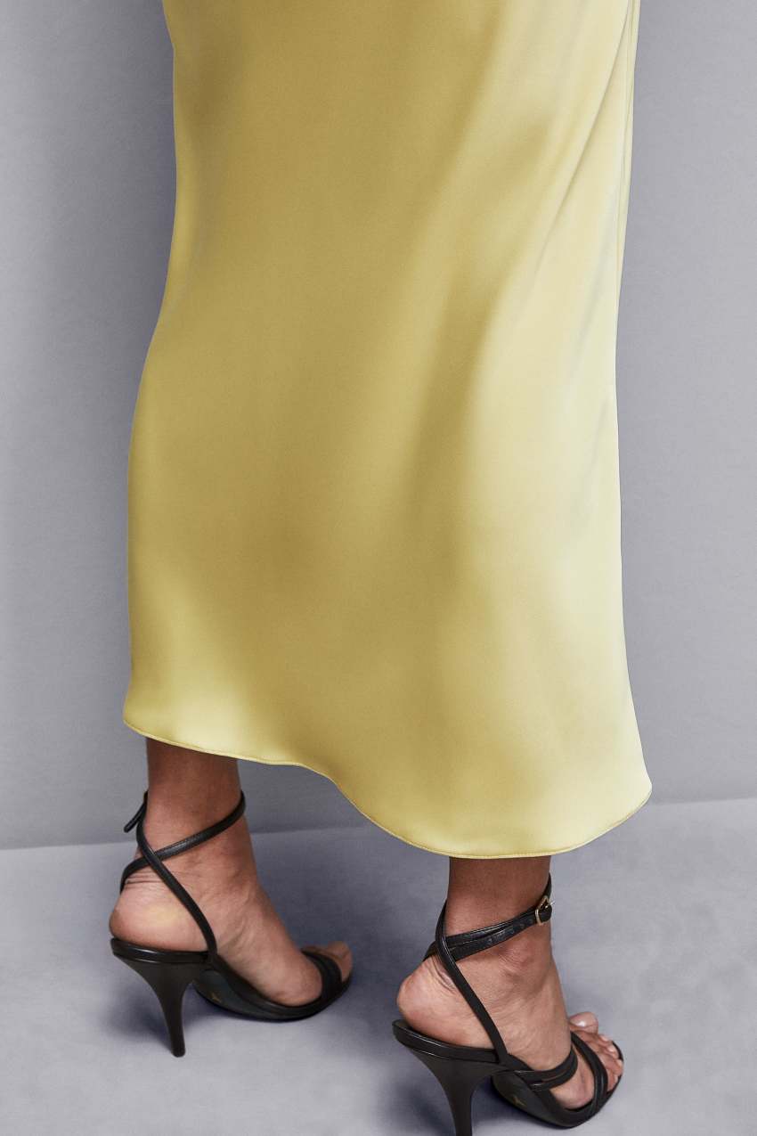 Yellow Patrizia Pepe Shiny Satin Midiskirt | LWB982017