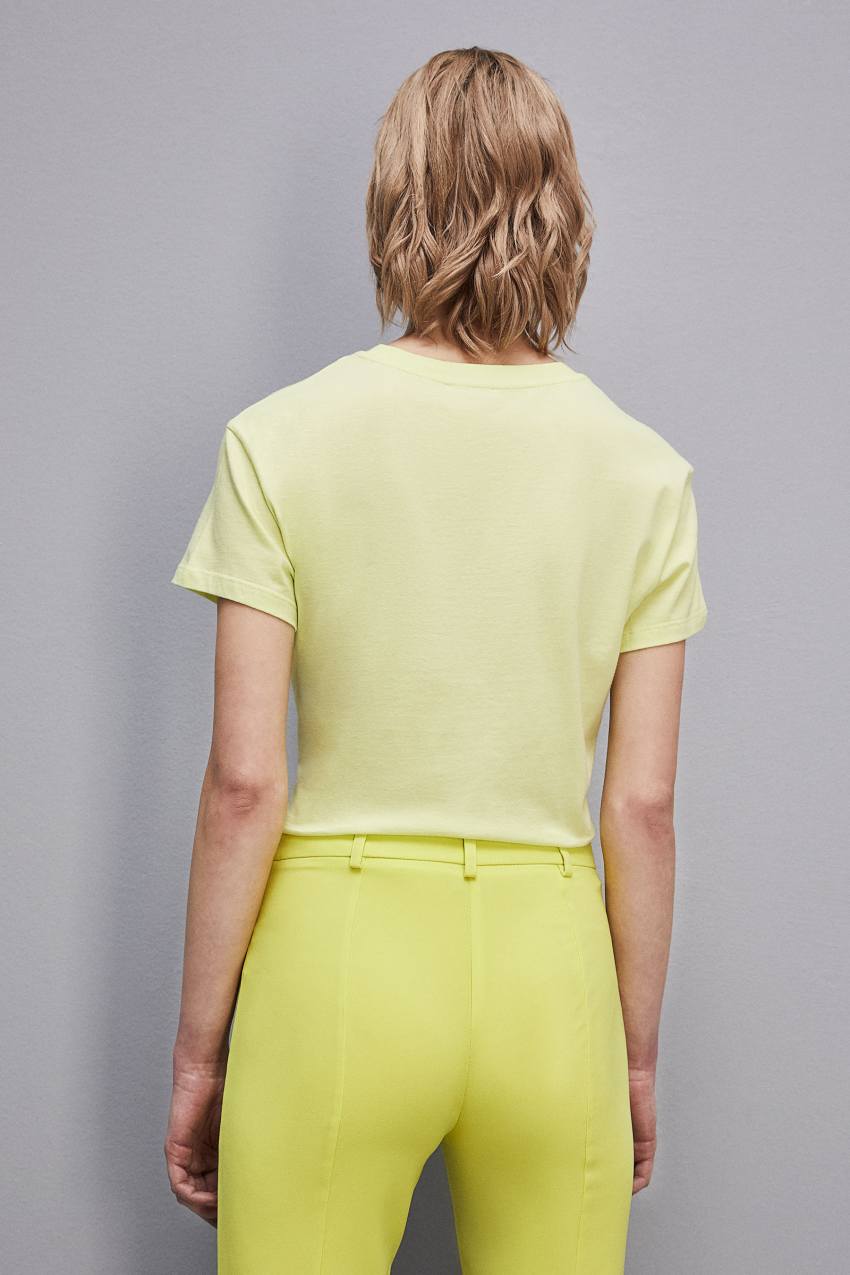 Yellow Patrizia Pepe Short-sleeved T-shirt With Logo In Organic Cotton | NKT458273