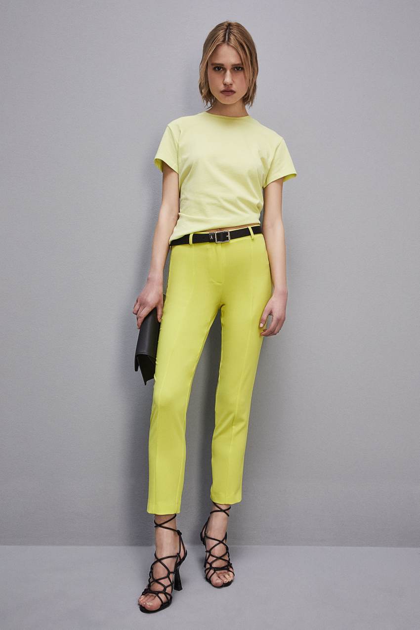 Yellow Patrizia Pepe Short-sleeved T-shirt With Logo In Organic Cotton | NKT458273